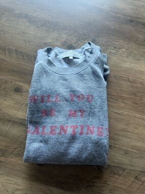 Wildfox Heather Gray Sweatshirt with Pink Valentine Text